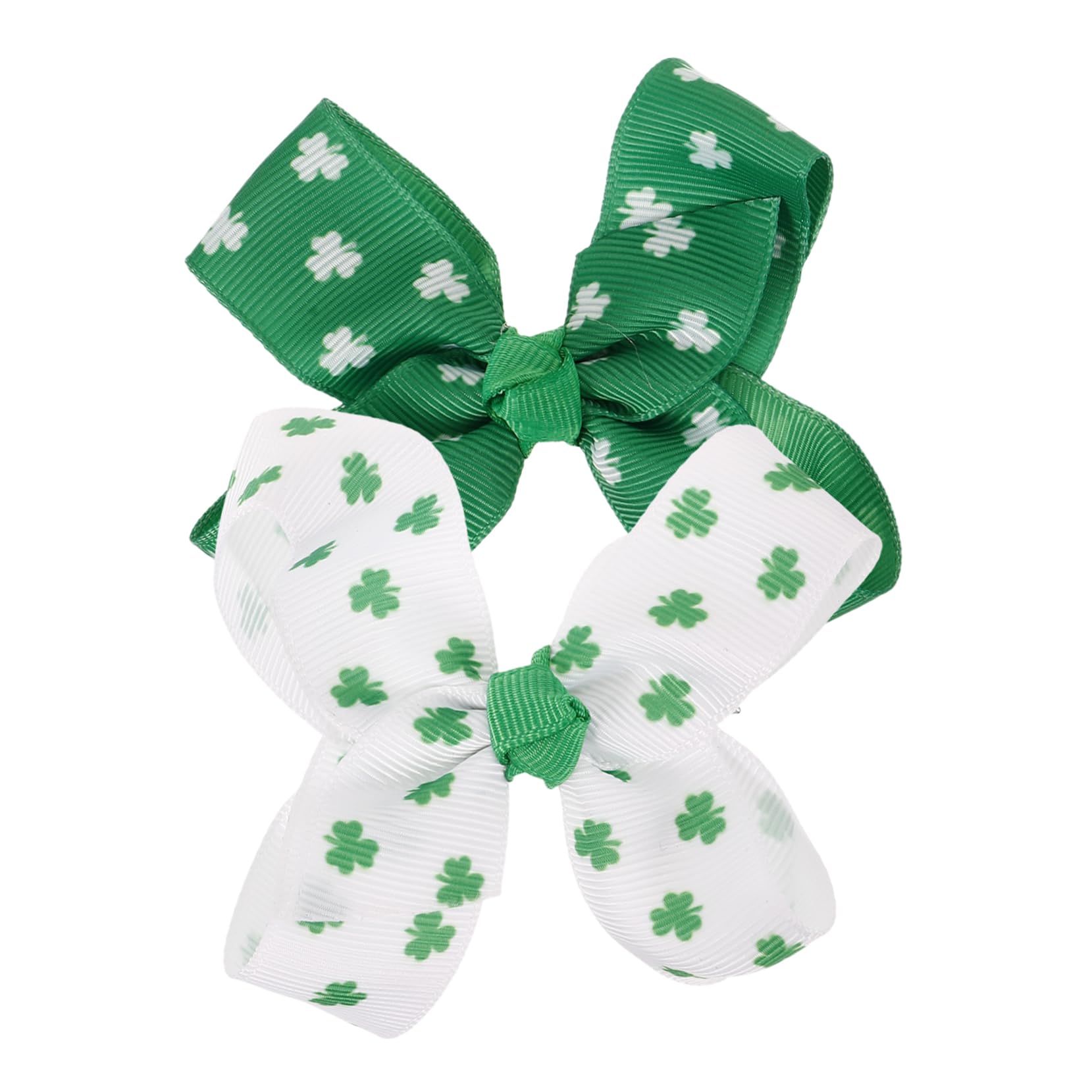 Lurrose 2pcs Grosgrain Ribbon Hair Pins Bowknot Clip Delicate Bobby Pin Clover Barrettes Styling Kids Headdress Accessories for St. Patricks Day(Random Pattern)