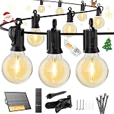 Brightown 108FT 52LED Solar String Lights Outdoor with Remote & USB Port | Shatterproof Bulbs, Dimmable & Timable, 3 Modes, P