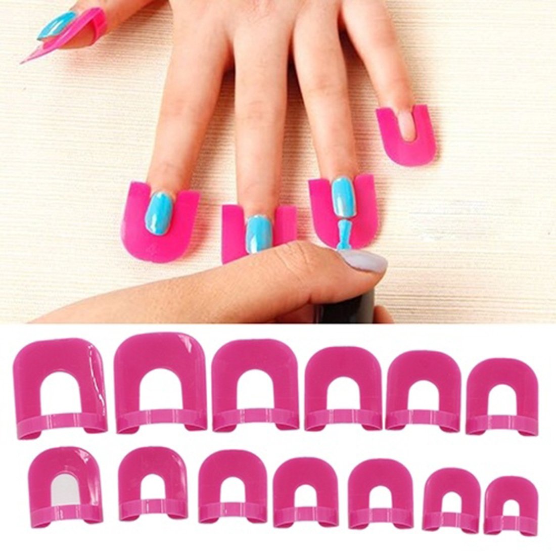 26 Pcs Nail Polish Edge Anti Flooding Plastic Template Clip Beauty Tools Set
