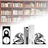 Metal Dragon Bookends, Dragon Bookends for Shelves, Western Book Ends, Bookshelf Decor Fantasy, Book Stopper, Book Ends Decorative, Black Book Holders for Home Office