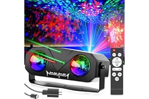 AMOSAMZ Disco Lights Disco Ball, Sound Activated Party Light with Roating Disco Ball,Star Projector,Ocean Light and Laser Lights for Party DJ KTV Club Wedding Festivals Stage Dancing Christmas
