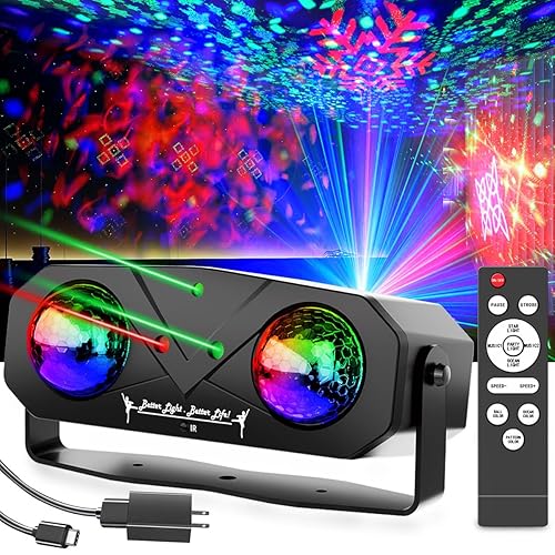 Disco Lights Disco Ball, Sound Activated Party Light with Roating Disco Ball,Star Projector,Ocean Light and Laser Lights for Party DJ KTV Club Wedding Festivals Stage Dancing Christmas