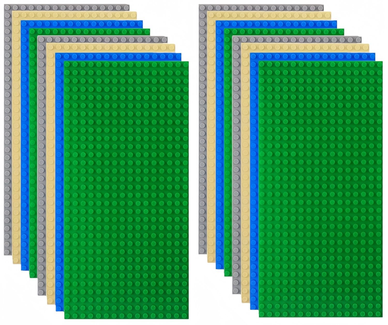 LATERN 16Pcs Classic Building Brick Baseplates, 12.5CM x 25CM Large Building Plates 16 x 32 Studs Stackable Building Boards for Building Bricks - 100% Compatible with All Major Brands (4 Color)