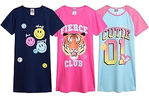 Angel Face Girls Nightgowns Pajama - 3 Pack Soft Breathable Short Sleeve Nightgown Girls Pajamas - Sleep Dress Pajamas (6-14)