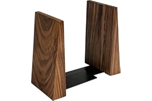 Luxdecor Walnut Book Ends Hold Heavy Books-6x5x4in Wood Bookends for Office Desk Non Skid, Decorative Walnut Bookend 2pack, Triangle Style