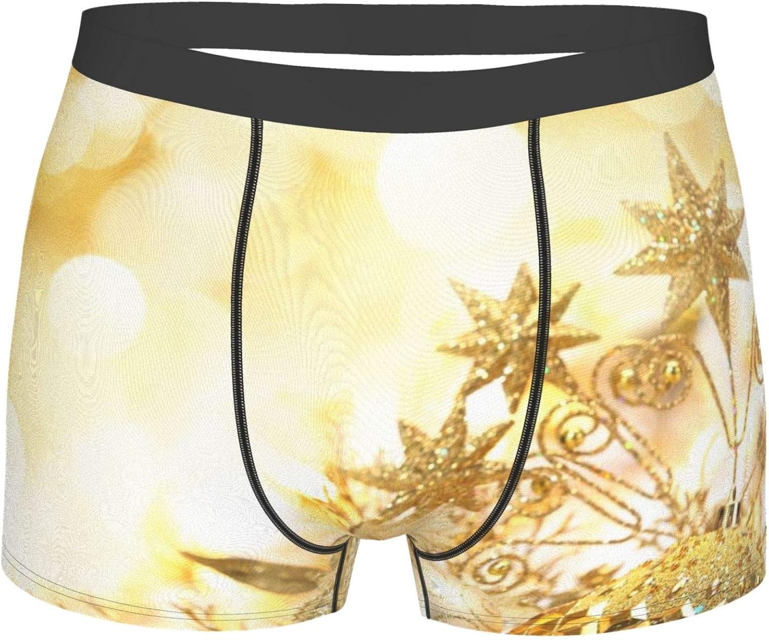 Mens Boxer Briefs Sparkling Star Ball Underwear with Has Black Nylon