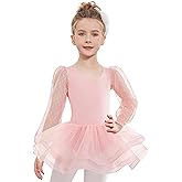 Zaclotre Ballet Leotards for Girls Mesh Long Sleeve Toddler Tutu Dress Dance Outfit Ballerina Costume