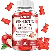 Crasye Fiber Gummies for Adults, Probiotic Fiber Gummy Sugar Free Fiber Supplement for Women Men Digestive Regularity Health Support Gut and Immune Wellness - 60 Gummies