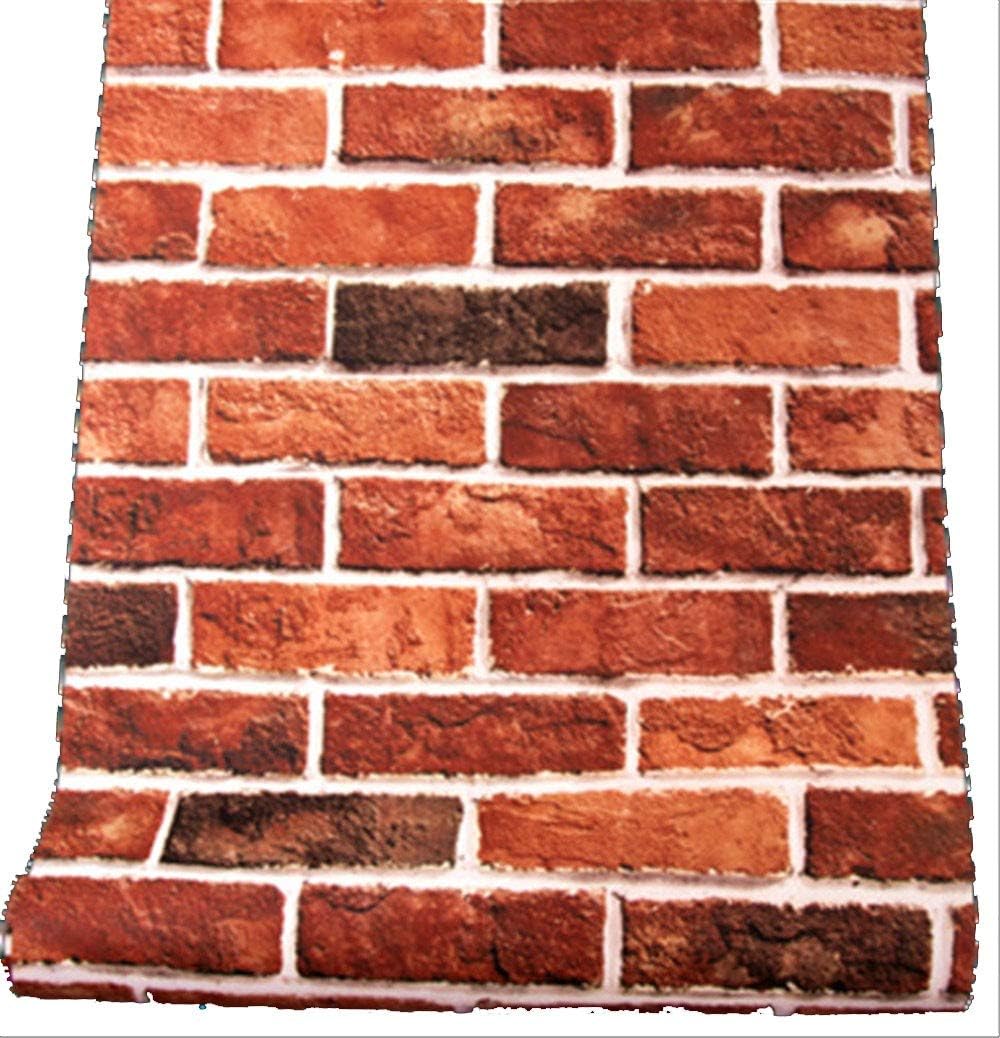 AdorabPaper 3D Three-Dimensional Retro Nostalgic Imitation Brick Wallpaper Restaurant Cafe bar Wallpaper Light red,53X1000CM(20.8in X 393.7in)
