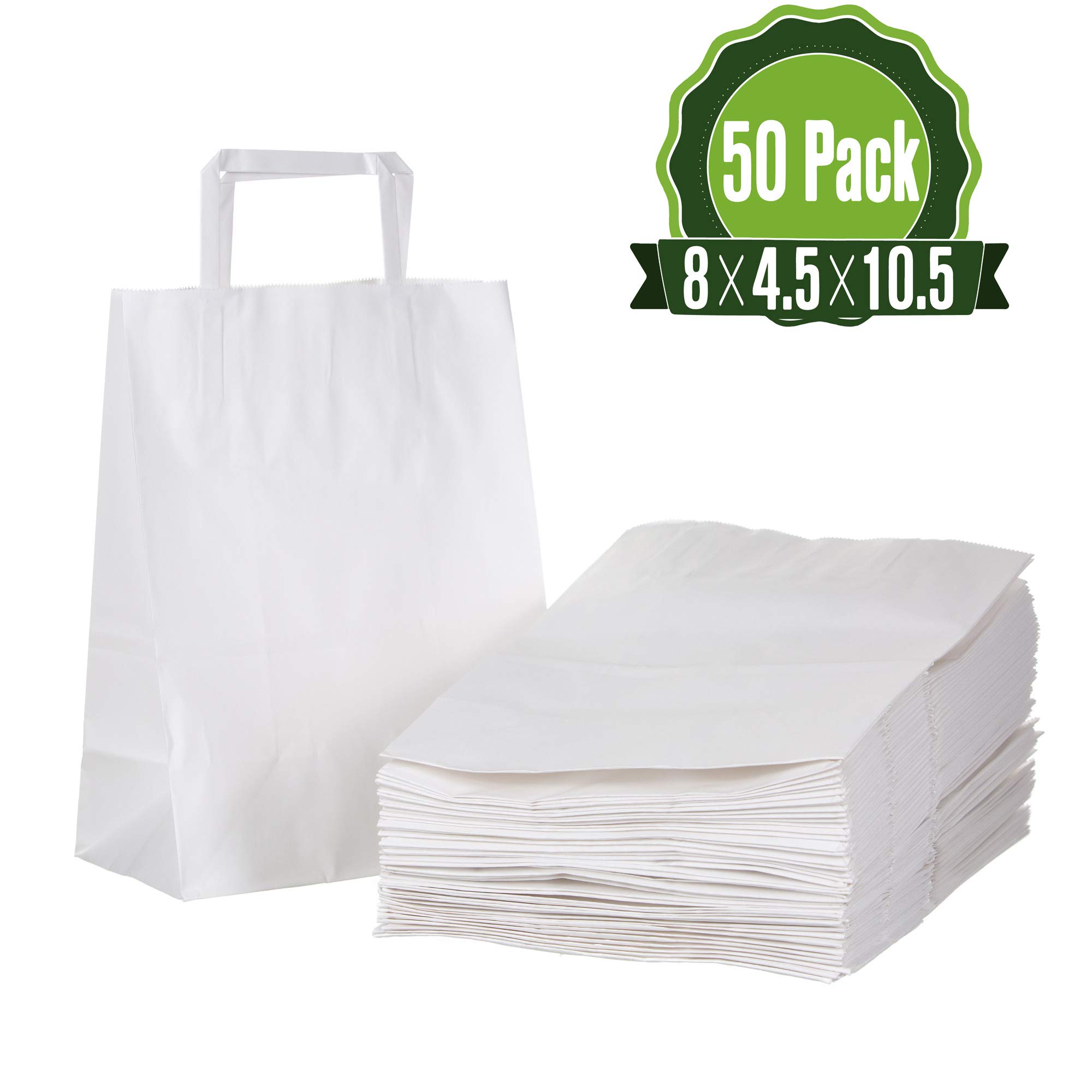 Brown Kraft Paper Gift Bags Bulk with Flat Handles 50Pc