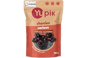 Yupik Dried Cherries, 185 g, Gluten-Free, Kosher, Dried Fruits, Tart & Sweet Whole Cherries, Pitted, Healthy Snacks, Source o