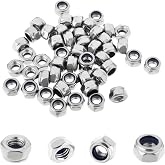100PCS M5x0.8mm Locknuts Nylon Insert Nut for CNC Machine RC Cars | Metric Nylon Inserted Hex Lock Nuts Self-Lock M5 304 Stainless Steel Self Locking 8mm Hex Nut Driver Tiny Nut