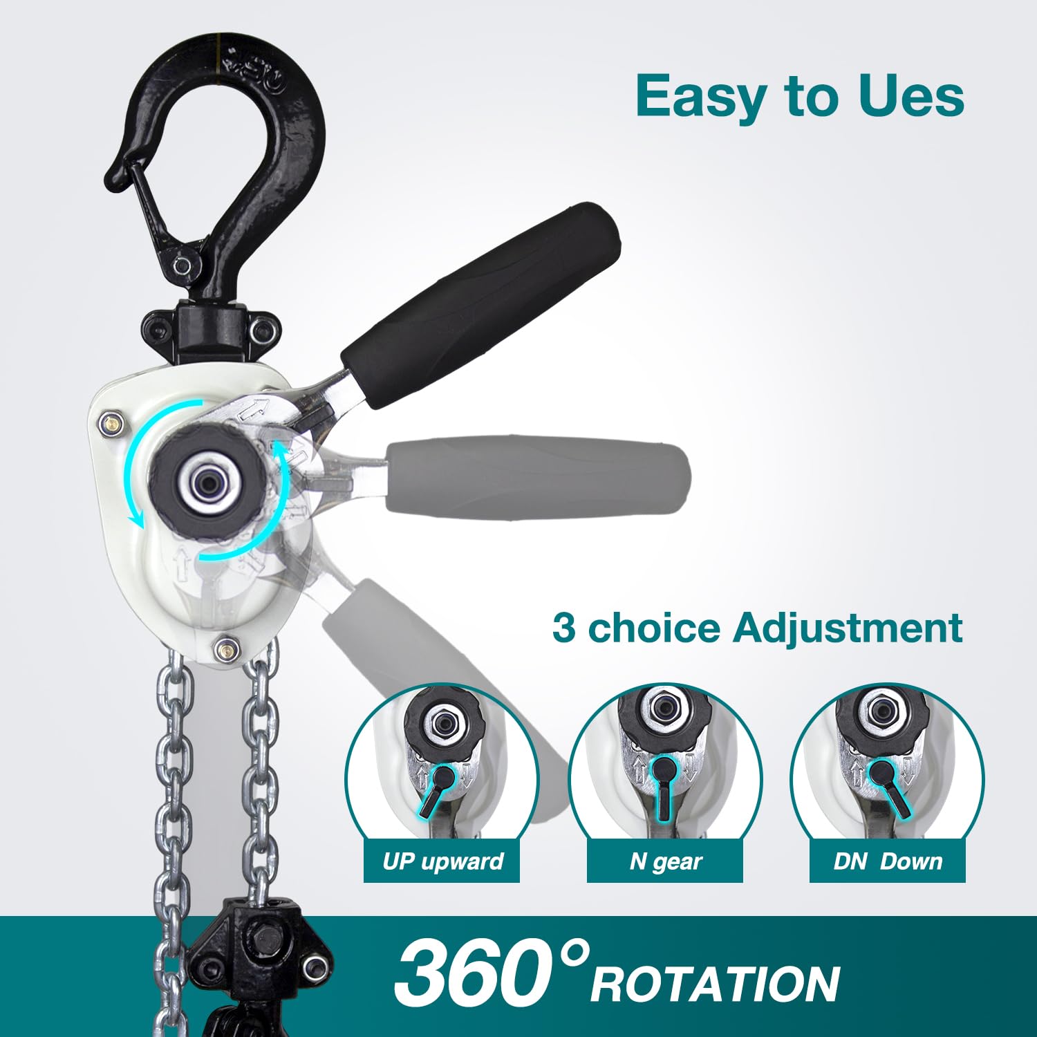TOYO Mini Chain Hoist 1100lb,5ft Lever Hoist 1/2 Ton Mini Puller
