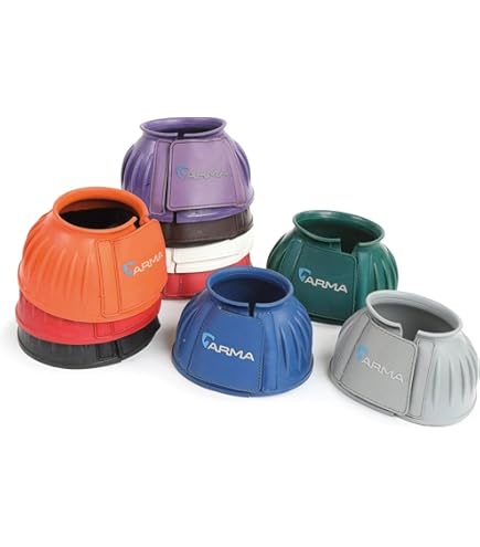 HORZE Double Closure No Turn Rubber Bell Boots For Horses - Blue Large Size - Sold In Pairs