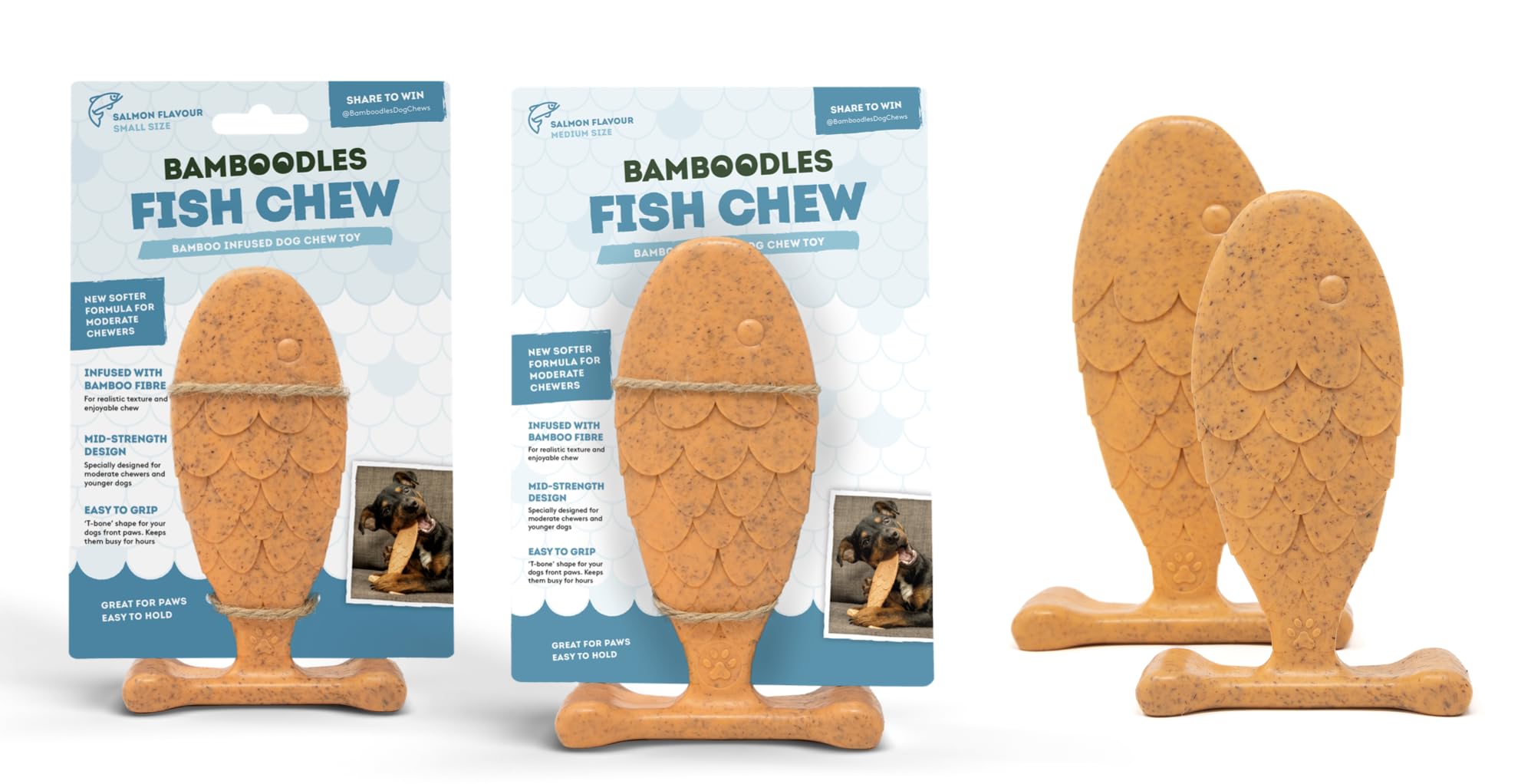 Bamboodles Dog Chew Toy – Small | Salmon Flavour | Long Lasting Natural Chew Stick for Small Dogs and Puppies | Durable Dental Dog Toy