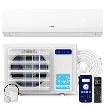 DELLA Serena 22 SEER2 12000 BTU Mini Split Heat Pump Works with Alexa, Energy Star 1 Ton Pre-Charged 230V Ductless AC Unit Inverter Air Conditioner System for Rooms up to 550Sq.Ft, 16.4ft Install Kit