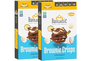 Bantastic Brownie Keto Snack, Coconut Crisps - Crunchy Thin, Naturally Sweet Sugar Free Brownies Snack with Coconut Chips, Gluten Free, Low Carb, Dairy Free, 3 Oz Ea (Pack of 2)