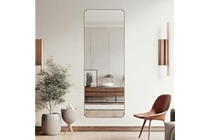 ANDY STAR 18" x 48" Full Length Wall Mirror, Large Brushed Gold Mirror for Bathroom, Rounded Corner Rectangle Body Mirror for Floor and Leaning
