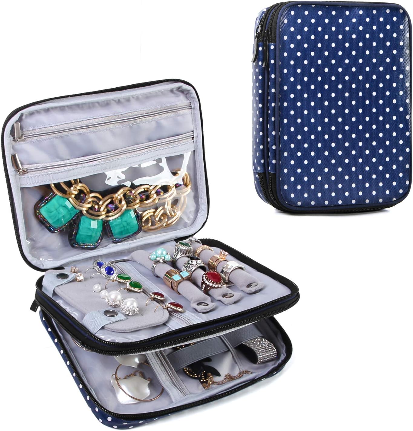 Teamoy Double Layer Jewelry Organizer Case, Travel Carry Bag for