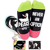 HAPPYPOP Novelty Goose Cat Gifts - Silly Goose Cat Lover Gifts for Women Men Funny Socks
