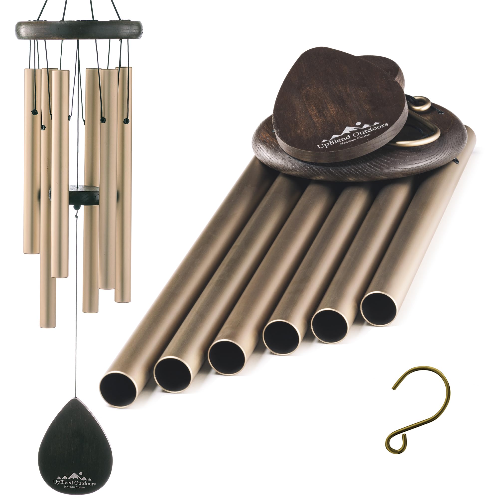 UpBlend Outdoors Wind Chimes for Outside - 28" Gold Windchimes Outdoors, Harmonic Wind Chime Gifts for Women, Gift Ideas for Mom, Grandma, Gardeners Outdoor Porch