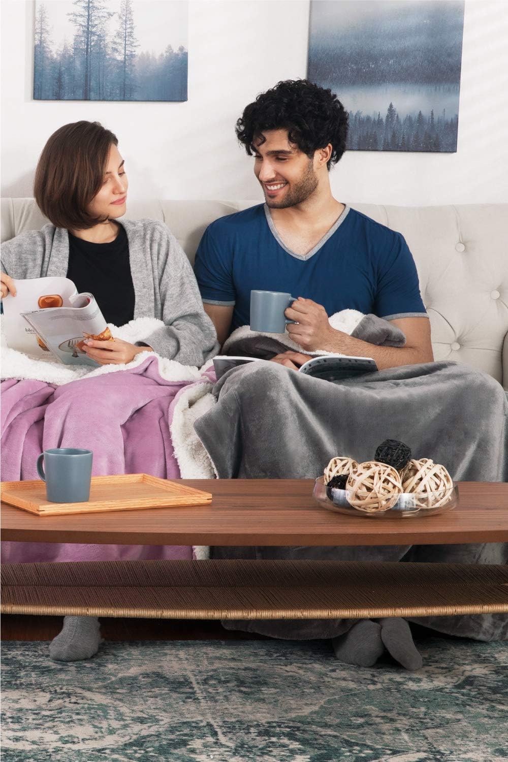 BEDSURE Sherpa Fleece Blanket Throw Size Grey Plush Throw Blanket Fuzzy Soft Blanket Microfiber: Home & Kitchen