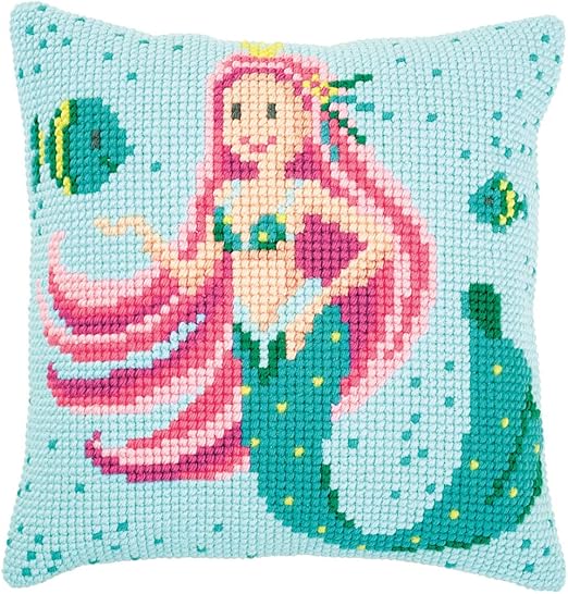 Amazon Com Vervaco Mermaid Pillow Cover Needlepoint Kit