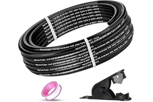 HITCHVOYAGER 1/4" OD x 50FT DOT Air Line Tubing Kit Black SAE J844 PA12 Nylon Air Brake Hose with Cutter and Teflon Tape For Trailer Trucks RV Braking Systems or Fluid Transfer