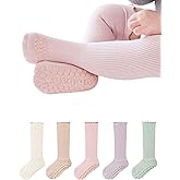 BEHELE Baby Toddler Knee High Non-Skid Socks Girl Boy Non Slip Socks Newborn Infant Floor Crawling Stockings 5 Packs