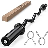TEEMOO Olympic EZ Curl Barbell Bar, 47" Curl Bar for 2 inch Weight Plates | Curling bar with 2 Spring Collars for Weight Lifting, Squat, Hip Thrusts, Biceps, 500lb Weight Capacity (Black)
