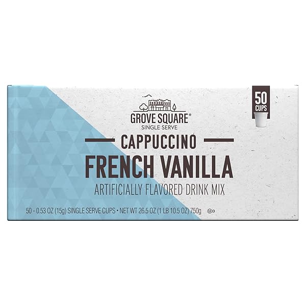 GROVE SQUARE CAPPUCCINO PODS, FRENCH VANILLA, SINGLE SERVE, 50 COUNT (PACK OF 1) – PACKAGING MAY VARY