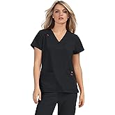 KOI Betsey Johnson Freesia Women's 3-Pocket Scrub Top Black Medium