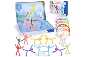 DREAMON 20Pcs Magnetic Travel Toys, Magnets Men for Kids with Metal Box, Airplane Car Travel Fidget Toys Portable Road Trip Activities Essential for Toddlers Adults, Classroom Toys Kids Birthday Gifts