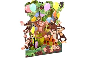 Santoro Interactive 3-D Swing Greeting Card, Monkey Party (SSC142)