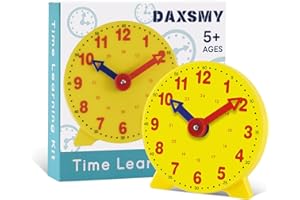 DAXSMY Teaching Clock, Kids Learning to Tell Time, Student Classroom, Homeschool, and Back to School Gift, Develops Early Math Skills, Ages 5+, 4" Yellow