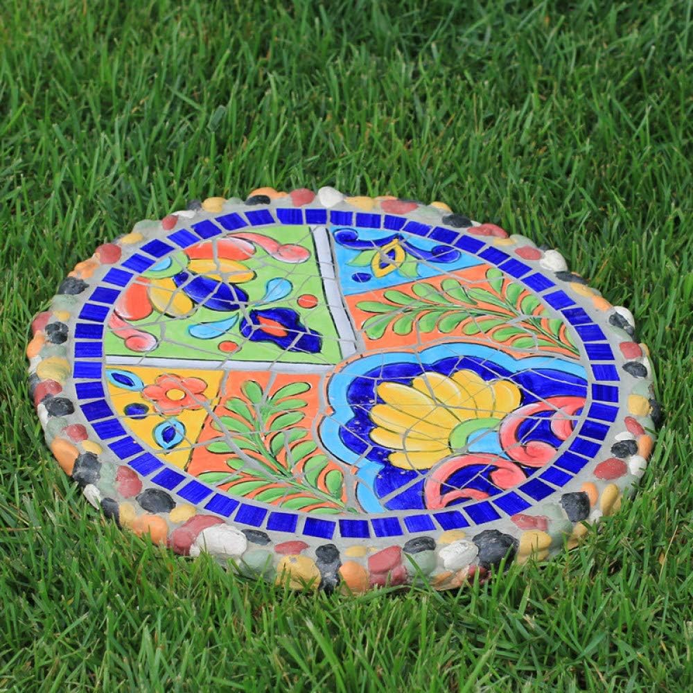 zenggp Garden Stepping Stone Mosaic Flower Plant Stand Table Floral Stool Garden Bistro Patio Coffee Decor,Blue3