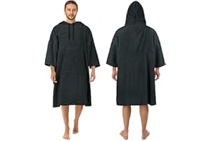 Zingtto Roll Up Surf Poncho, 3/4 Sleeve, Extra Large, Thick, with Hood, Towel, Poncho for Men and Women, Beach, Swimming, 43"
