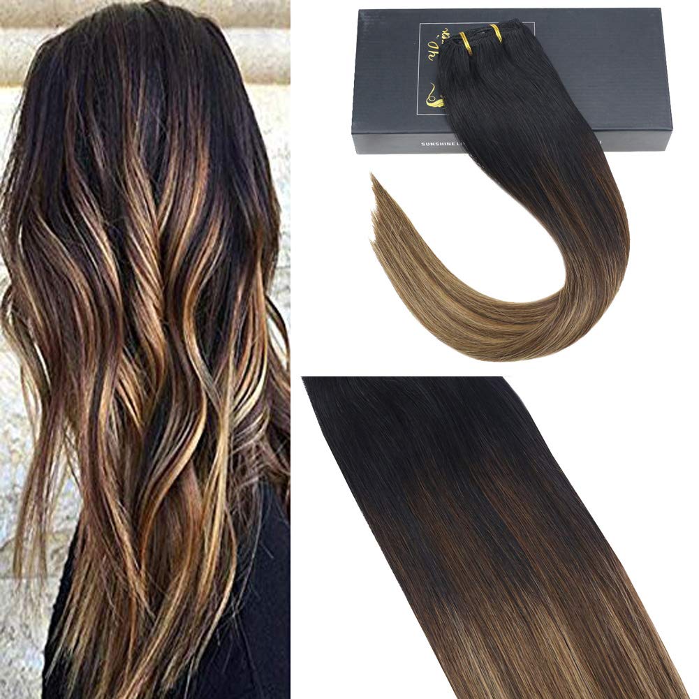 Sunny Extension Clip Capelli Veri Neri Naturale al Marrone con Biondo
