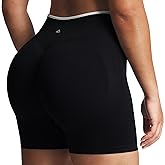 Aoxjox Women's Lexi Lined Seamless Workout Biker Shorts High Waisted Color Block Hidden Scrunch Athletic Yoga Short 5.5"