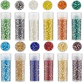 SUNNYCLUE 24 Bottles 120G 3mm Glass Seed Beads 8/0 Round Seed Beads Kit Small Cute Green Red Mixed Crystal Transparent Pony Friendship Spacer for Jewelry Making Adults Bracelets Necklaces Findings
