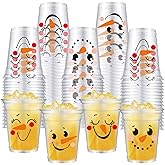 tmlfep 50 Pack Christmas Snowman Plastic Cups 12 Oz Disposable Snowman Party Cups Winter Holiday Party Cups for Christmas Party Supplies Coffee Wine Hot Cold Drinks