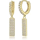 GOVENUS 14K Gold Plated Cubic Zirconia Dainty Lightweight Huggie Hoop Earrings With Dangle Drop Earrings for Women Girls Jewelry Gift