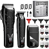 Lanumi Professional 3 in 1 Hair Clipper and Trimmer Set Men Electric Razor Shavers Beard Trimmer Rechargeable Barber Clippers Haircut Kit Gifts for Him,for Barbers