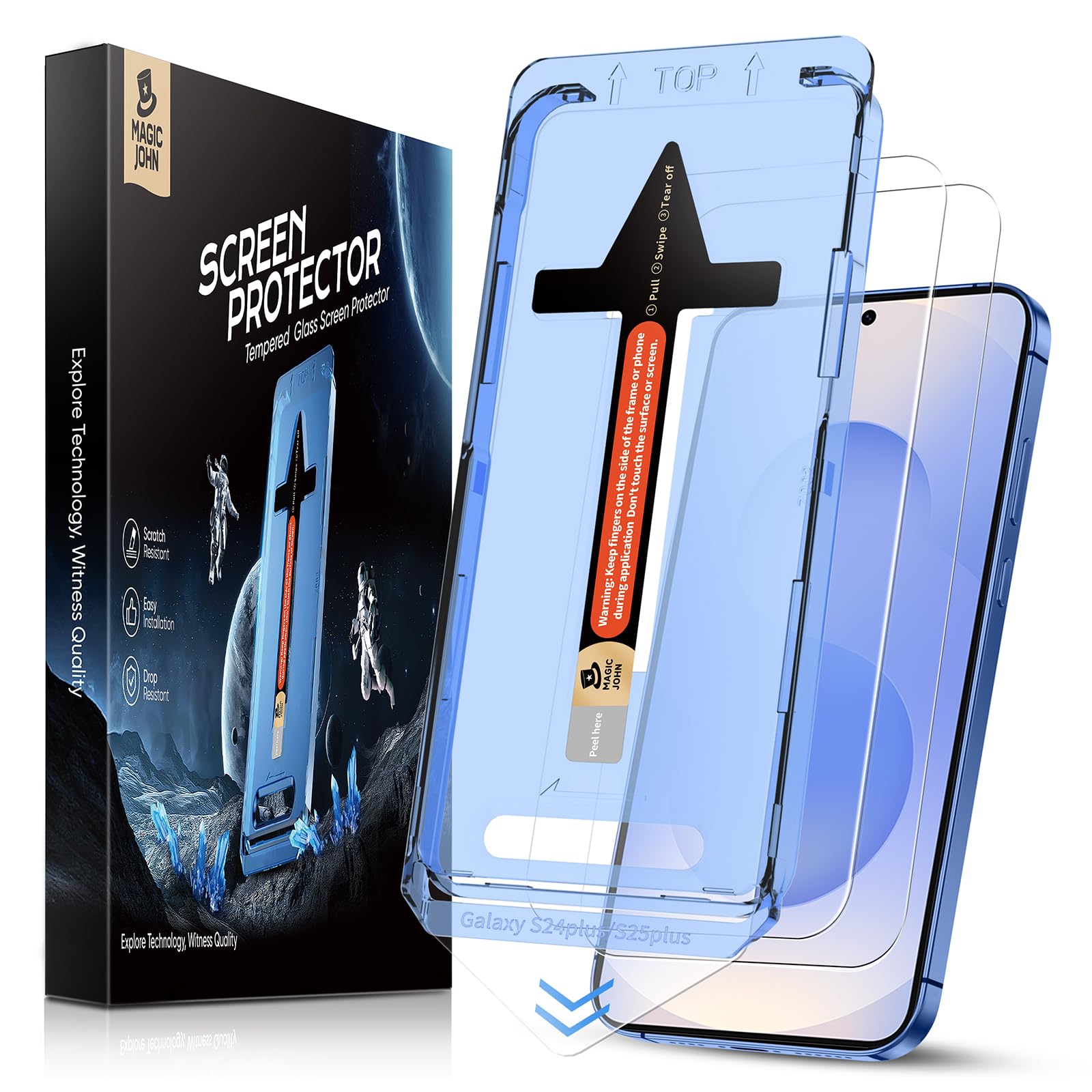 MAGIC JOHN for Samsung Galaxy S25 Plus /S25+ Screen Protector, Easy Install