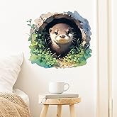 RoyoLam Cute Otter in a Hole Wall Decal Nursery Animal Wall Sticker Removable Peel and Stick Wall Art Decor for Kid Baby Classroom Preschool Living Room Playroom Bedroom School