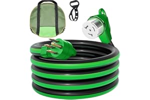 RVPLAN 15FT 50 Amp RV Extension Cord,14-50P to SS2-50R Heavy Duty STW RV Power Cord for RV Camper and Generator to House, with Locking Connector & Cord Organizer,Black-Green, ETL