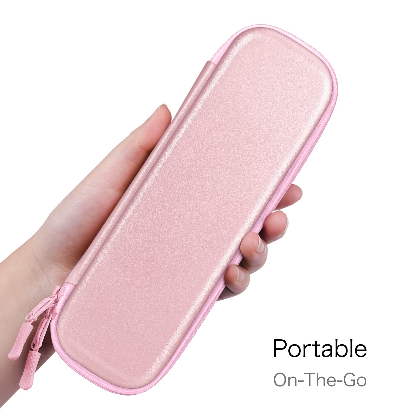 FINTIE Holder Case for Apple Pencil Pro, Apple Pencil (USB-C / 1st / 2nd Generation), PU Leather Carrying Bag Sleeve Compatible with Pen, USB Cable, Samsung Stylus, Rose Gold