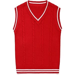 Boys Knit Cotton V Neck Sweater Vest Sleeveles Toddler Vest Collar Ribbed Sweater Girls School Uniform Clothes
