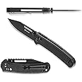 Ganzo G768PT-BK EDC Folding Pocket Knife Razor Sharp D2 Stainless Steel Black Blade G10 Handle with Clip Outdoor Foldable Pocket Knife Hunting Fishing Hiking Gear Best Gift for Men (Black)