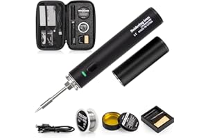 ELMCONFIG Cordless Soldering Iron Kit, 1200mAh USB Portable and Rechargeable Gun Pen, 3 Temperature Adjustable Wireless Soldering Iron for Small Soldering Projects, Home Appliance Repair, DIY